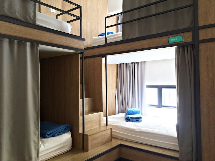 Bunk beds at Lub D Hostel in Makati City