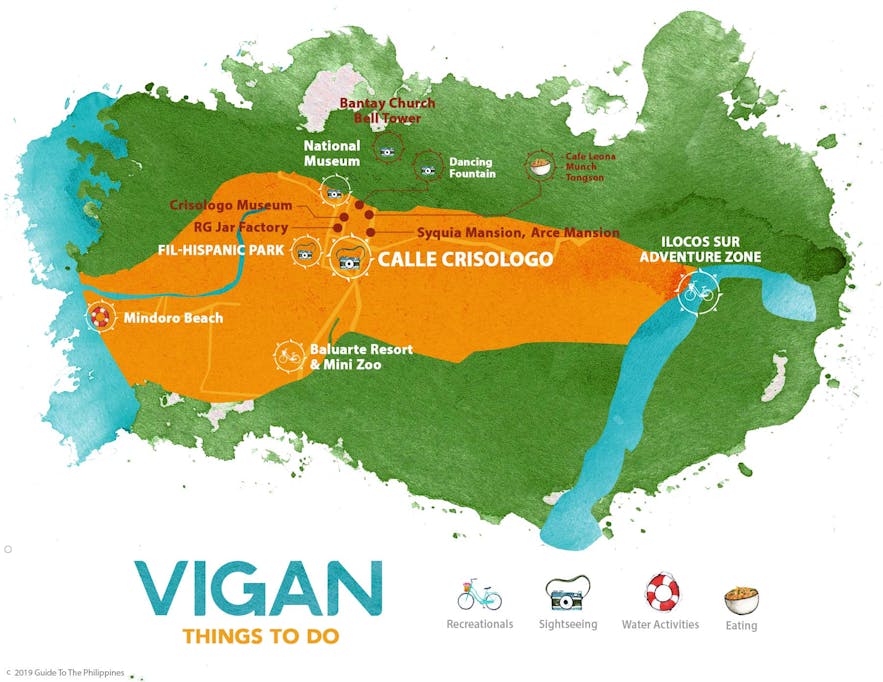 Map of things to do in Vigan