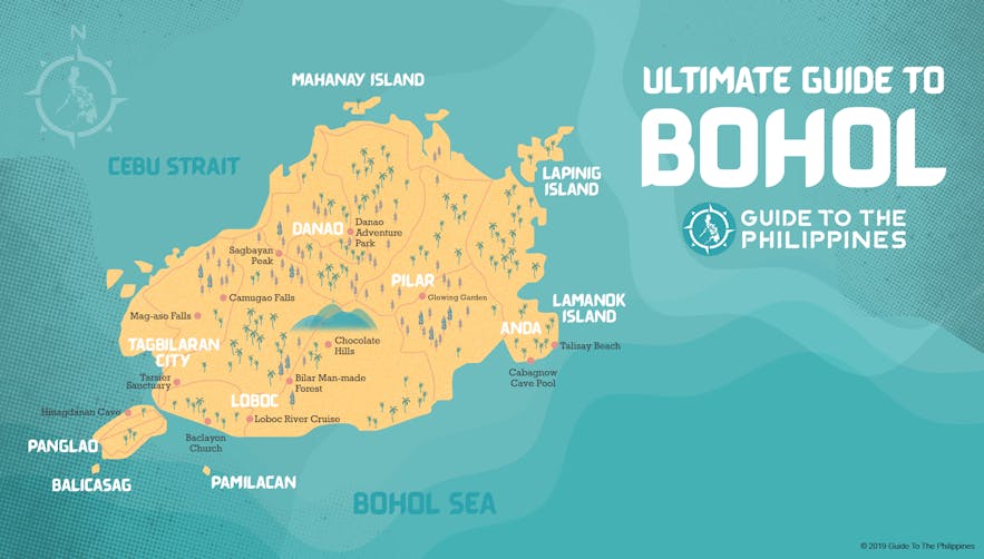 Map of neighborhoods and areas in Bohol, Philippines