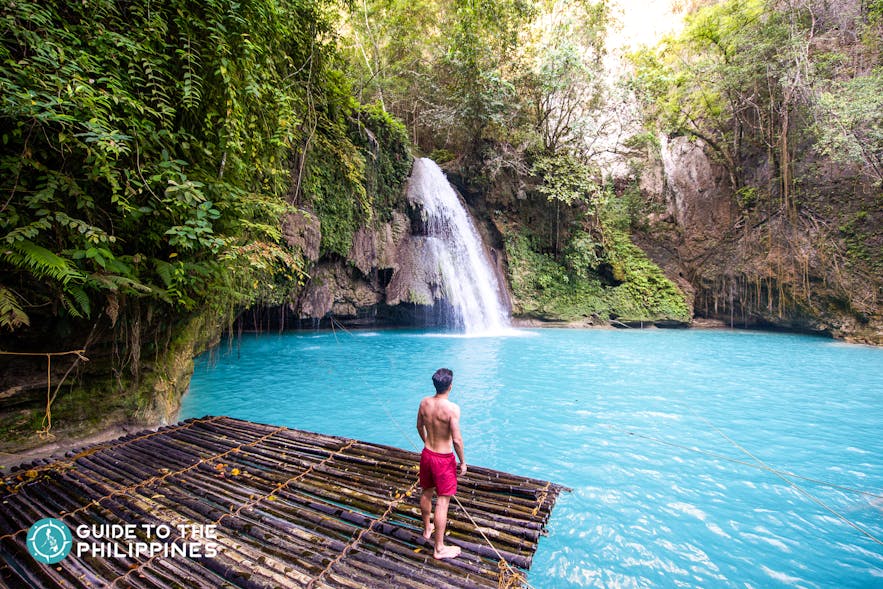 Traveler enjoying Kawasan Falls in Badian, Cebu