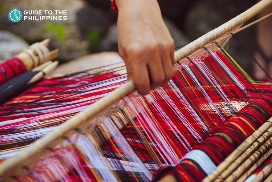 hand-woven cloth in easter weaving room