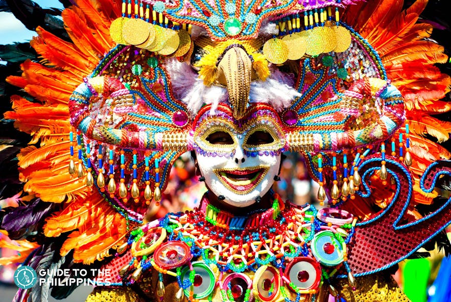 Parade of colorful smiling mask at Masskara Festival, Bacolod City.