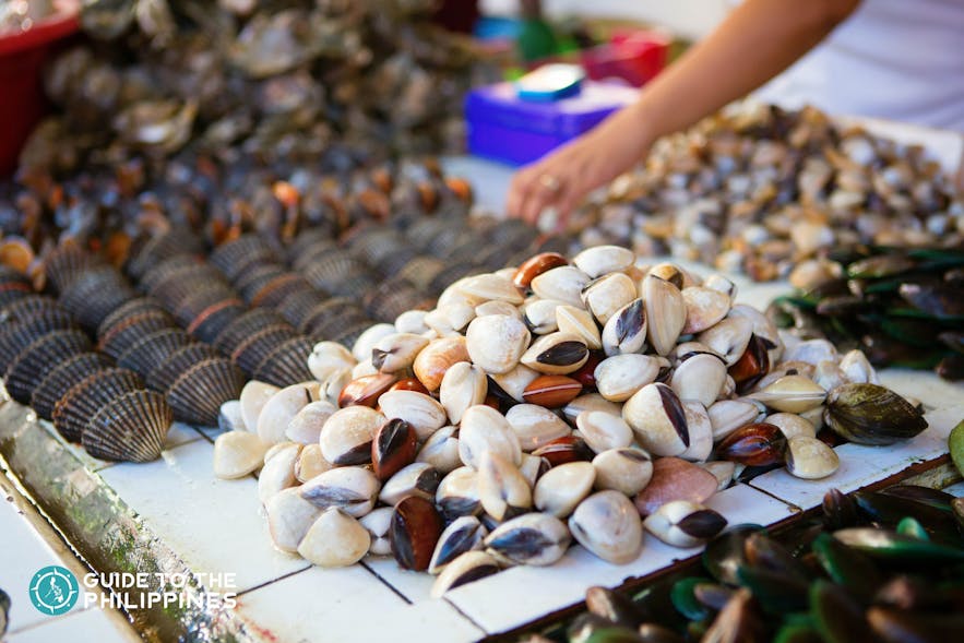 Fresh seafood in market in Boracay