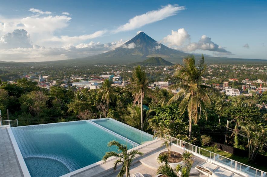 Mt. Mayon view from The Oriental Legazpi's pool