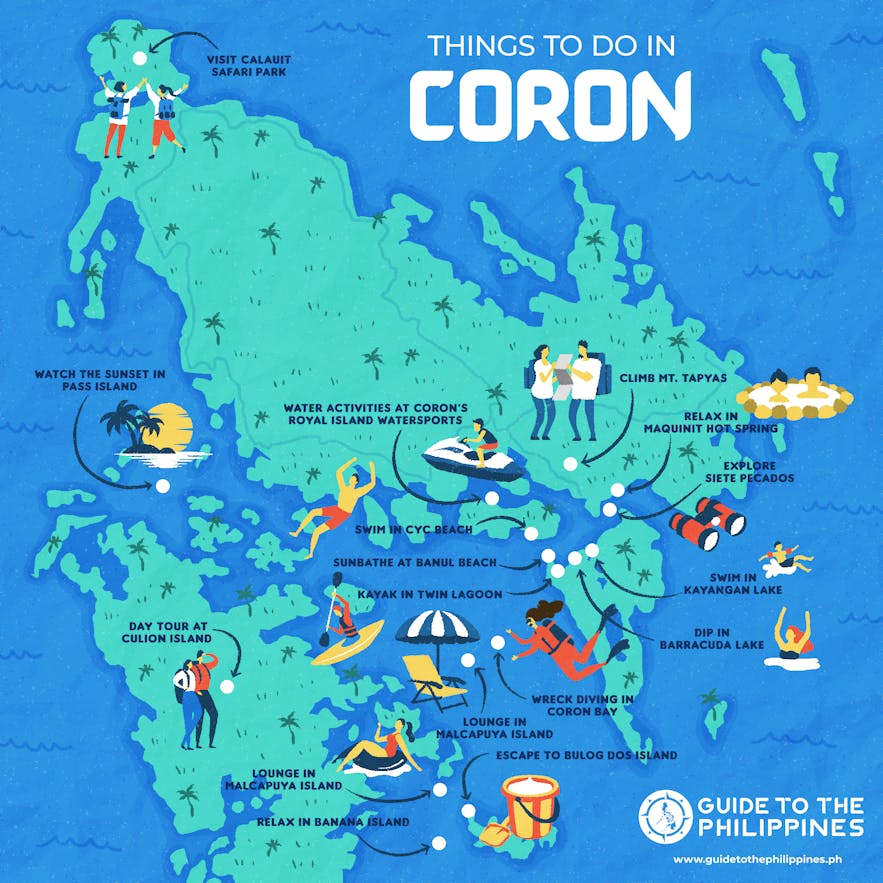 Things to do in Coron, Palawan map