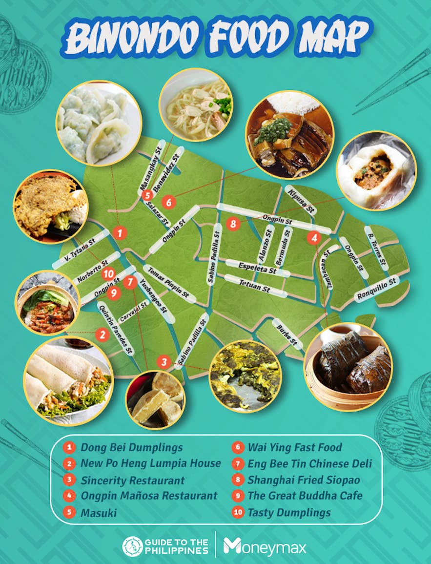 Map of 10 streetside shops in Binondo by Moneymax