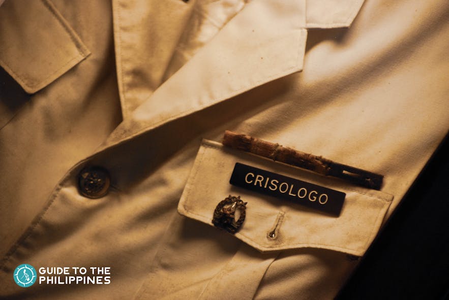 The late Cong. Floro S. Crisologo's nameplate on his shirt pocket