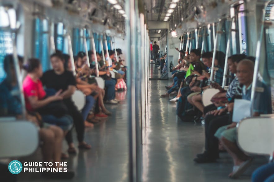 Inside the MRT (Metro Rail Transit) in Metro Manila