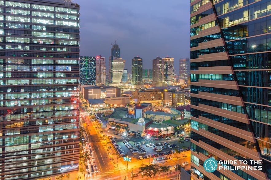 Cityscape of BGC in Taguig City at night