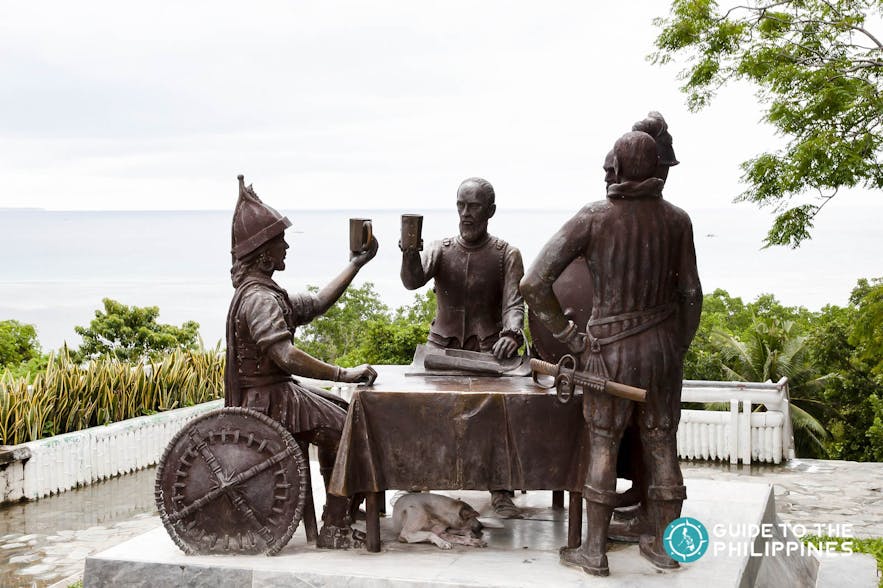 The Blood Compact Shrine depicts Sikatuna and Legazpi, as the former pledged allegiance to the latter