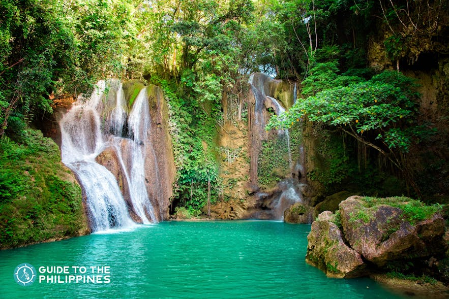 View of the Dimiao and Pahangog Twin Falls in Bohol, Philippines
