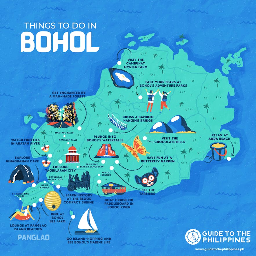 Guide to the Philippines' map of things to do in Bohol