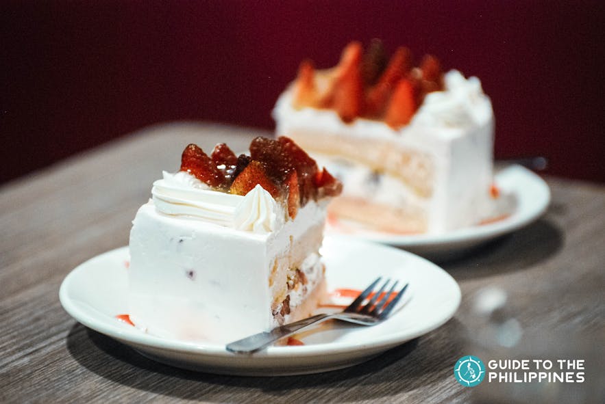 A slice of Vizco's famous Strawberry Shortcake in Baguio City, Philippines