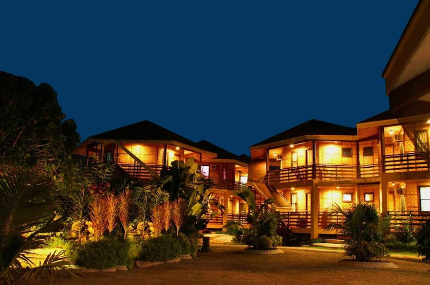 Facade of Mactan's Alta Cebu Resort at night