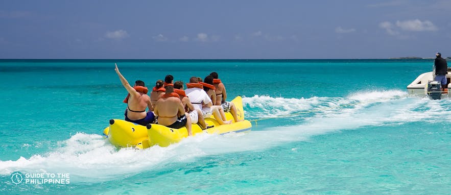 People in Banana boat ride in Boracay