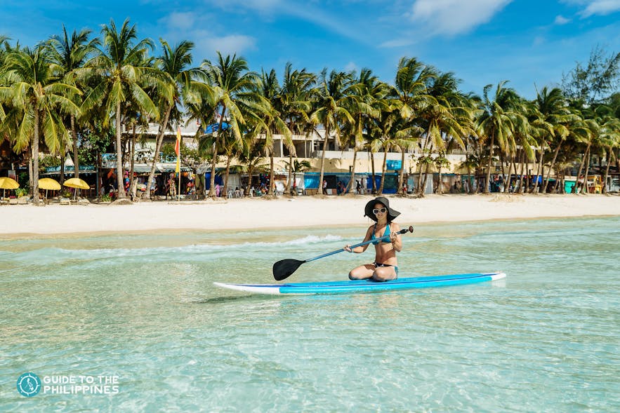 Girl paddleboarding in Boracay