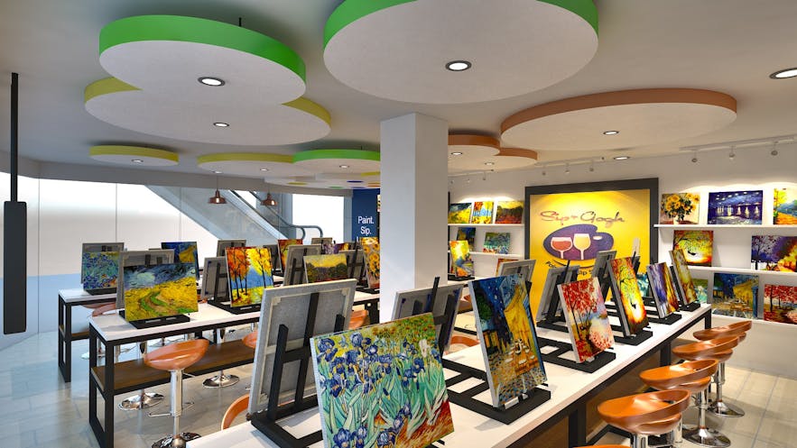 Artworks at Sip n Gogh in Congressional Avenue, Quezon City