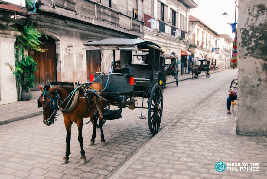 Horse-drawn carriage, locally known as kalesa in Vigan, Ilocos Sur