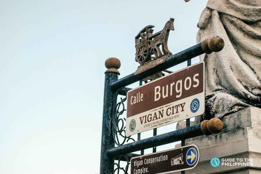 Street sign to Father Burgos Museum or the Vigan Conservation Complex