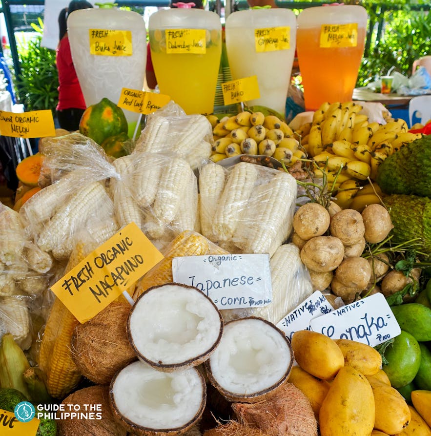 Refreshing drink and fruits at Salcedo Market in Salcedo Village, Makati