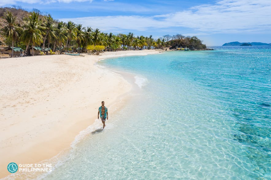 Traveler enjoying the shores of Coron, Palawan, Philippines