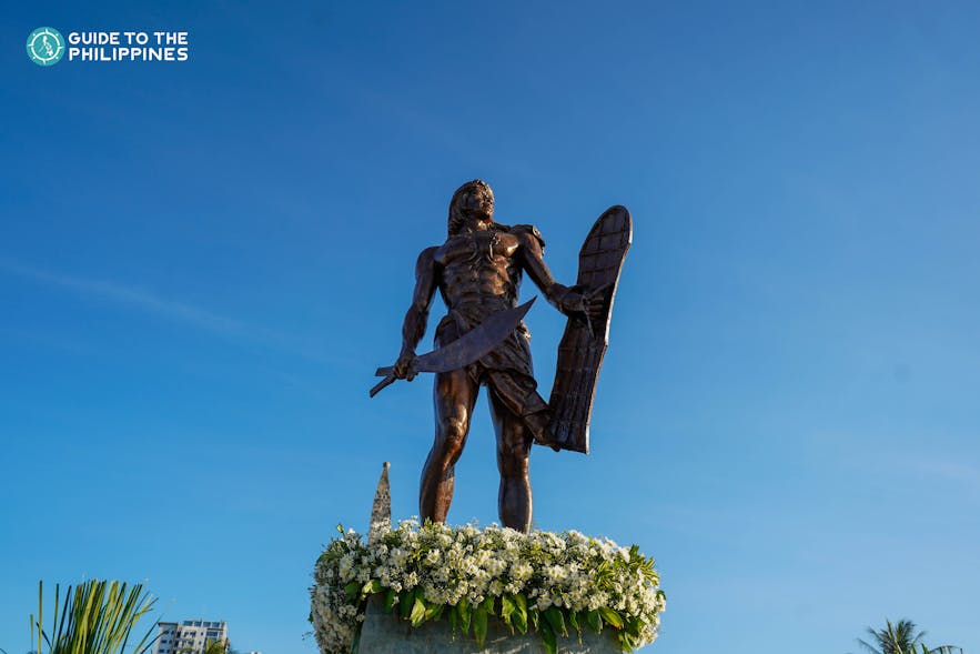Lapu-Lapu's bronze statue at Mactan Shrine in Cebu, Philippines