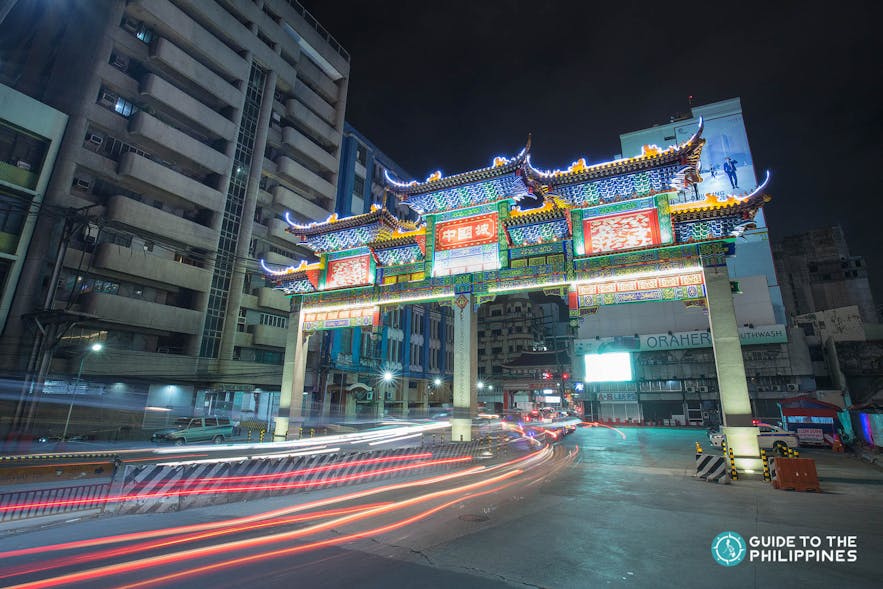New Binondo Chinatown Arch at night in Manila