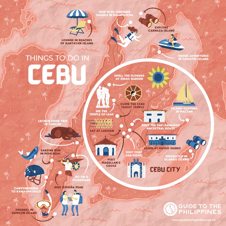 Guide to the Philippines' Cebu map of things to do and Cebu activities