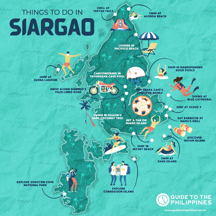 Guide to the Philippines' map of things to do in Siargao Island