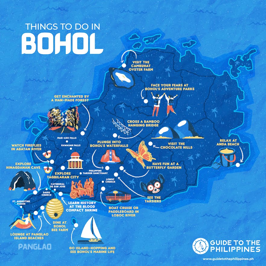 Map of things to do in Bohol, Philippines