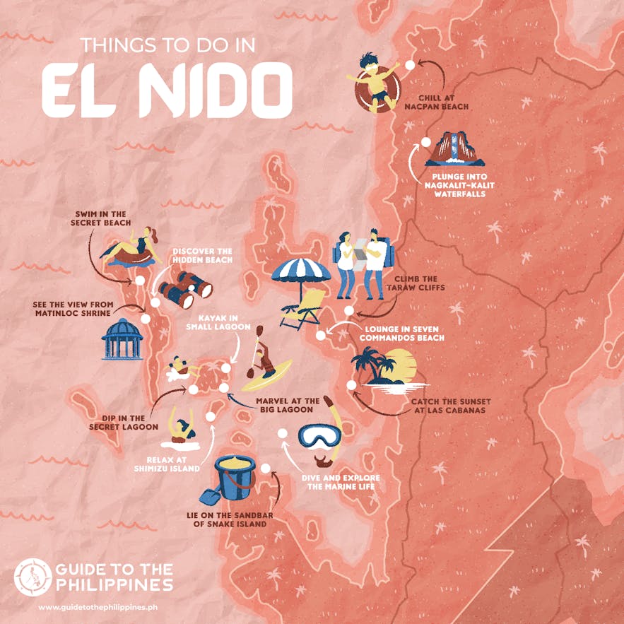 Guide to the Philippines' map of things to do in El Nido, Palawan