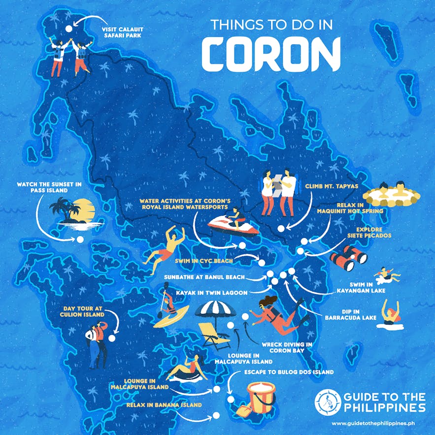 Guide to the Philippines' map of things to do in Coron, Palawan