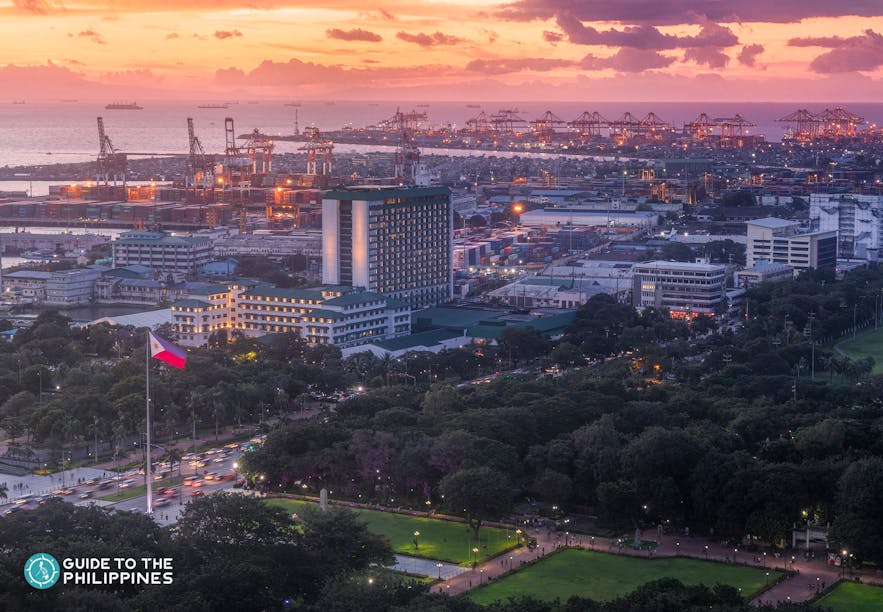 Manila Port Area view at dusk