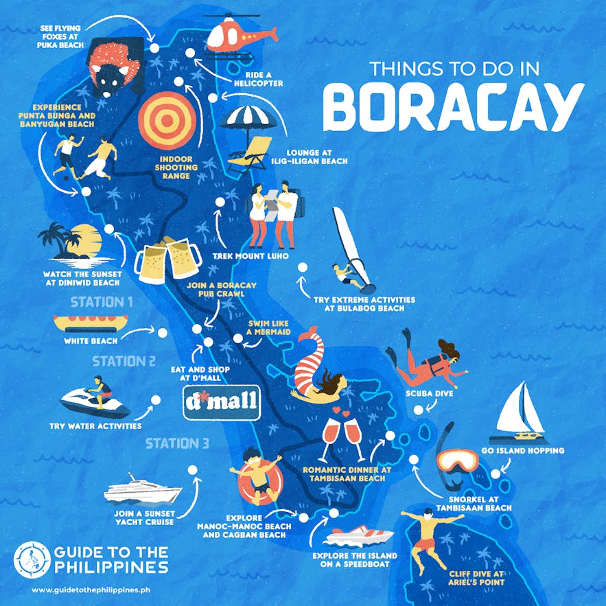 Boracay map of things to do by Guide to the Philippines