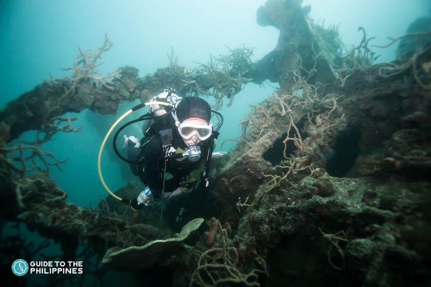 Shipwreck diving in Coron, Palawan