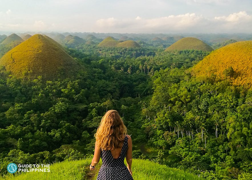 Traveler's view of the famous Chocolate Hills in Bohol, Philippines