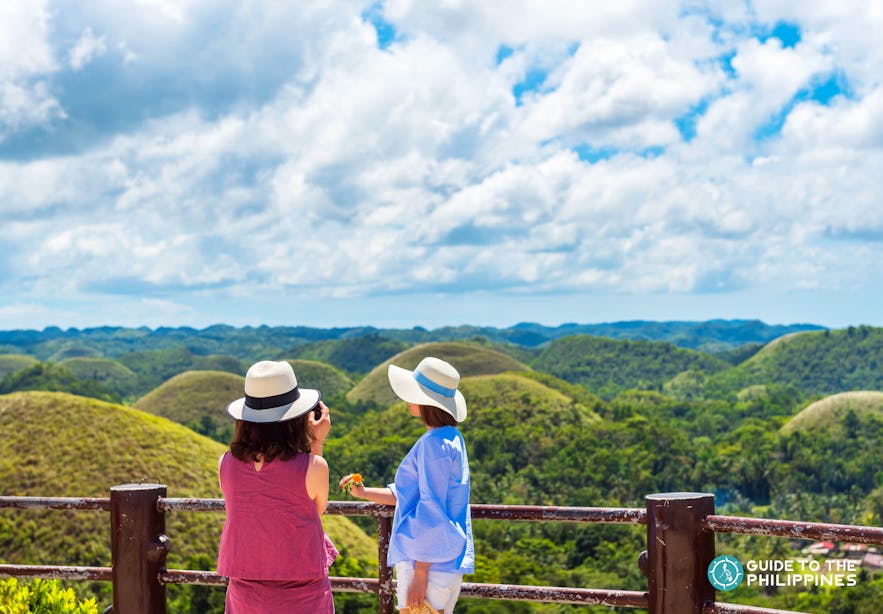 Travelers on a guided Chocolate Hills tour in Bohol, Philippines