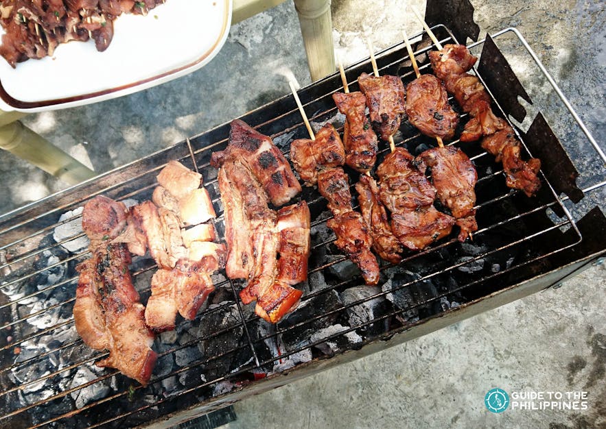 Grilled pork liempo as well as chicken and pork barbecue in the Philippines