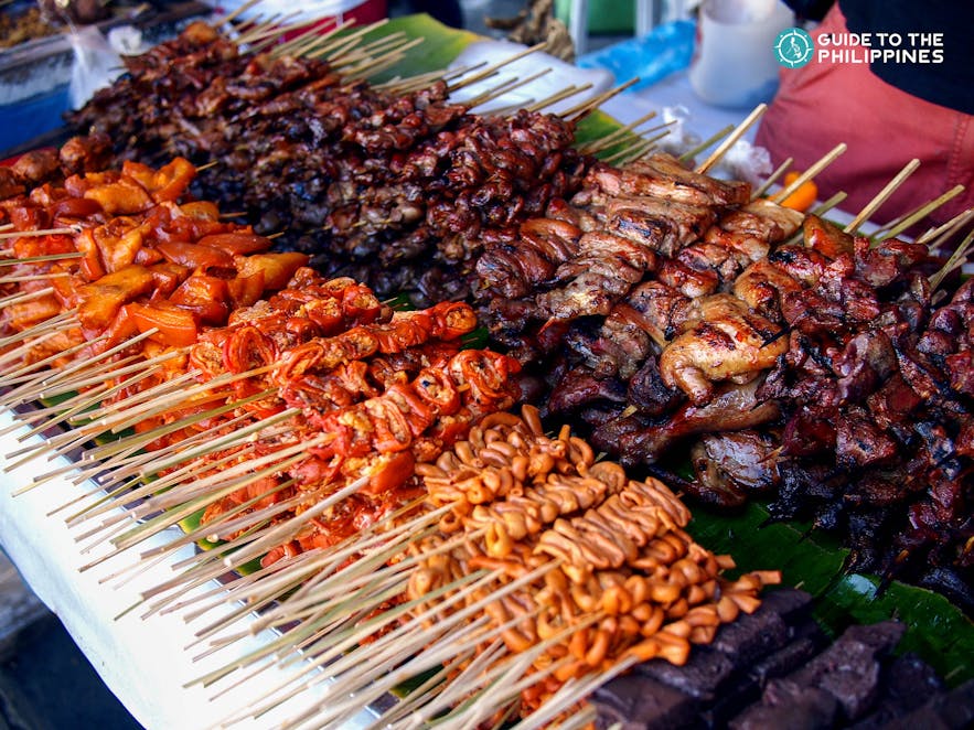 Isaw and Offal are popular Philippine street food made of grilled chicken or pork internal organs