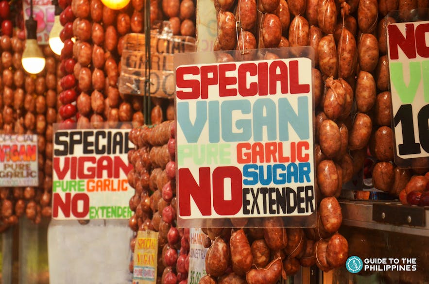 Vigan longganisa in the market of Ilocos