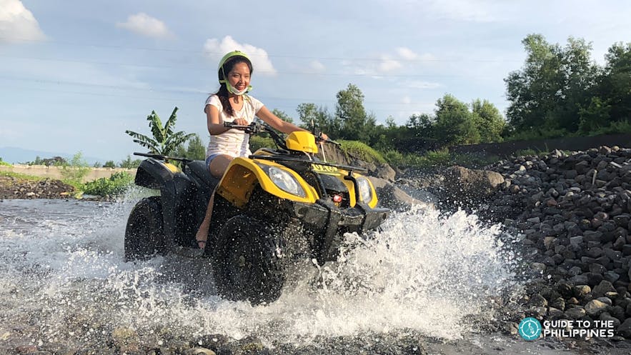 A girl enjoying the ATV Ride in Mayon 