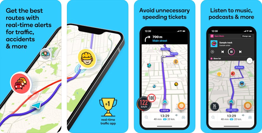 Screenshot of the Waze application on iPhone