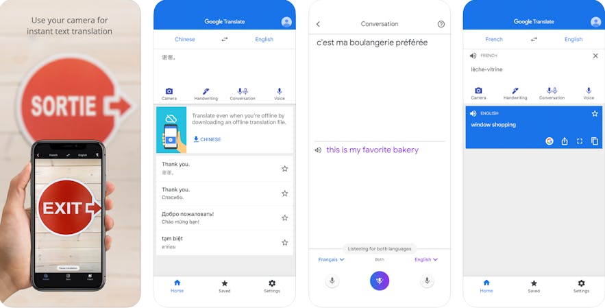 Screenshot of the Google Translate application on iPhone