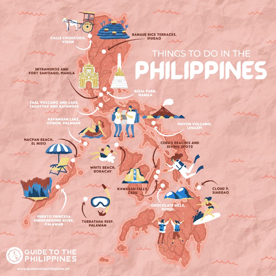 최고의 관광명소의 필리핀 지도