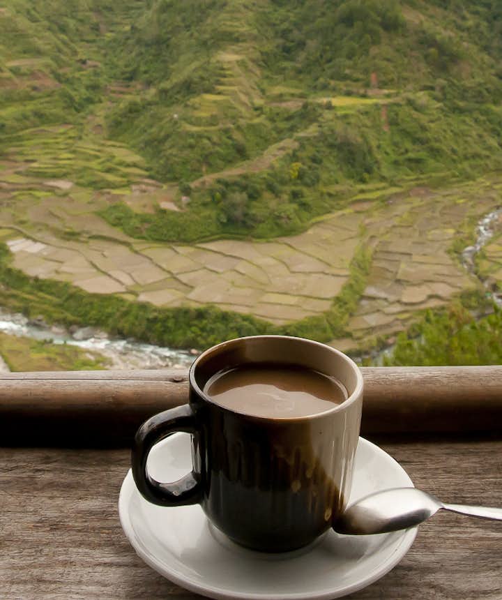 Coffee with a rice terraces view