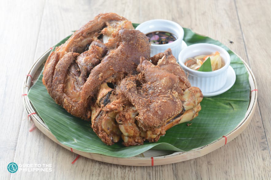 A Filipino dish called crispy pata (pork leg)