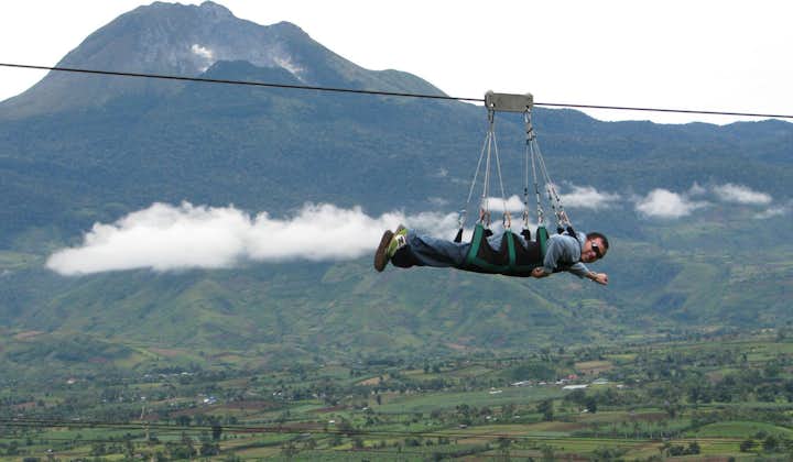 A Man ziplining at Camp Sabros Zip and Cable Lift
