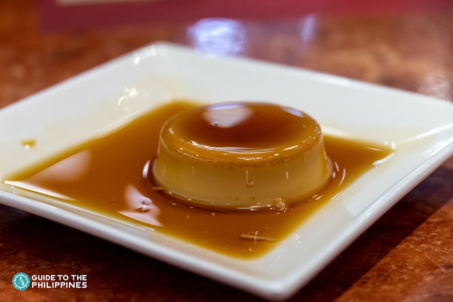 A rich and creamy dessert called leche flan in the Philippines