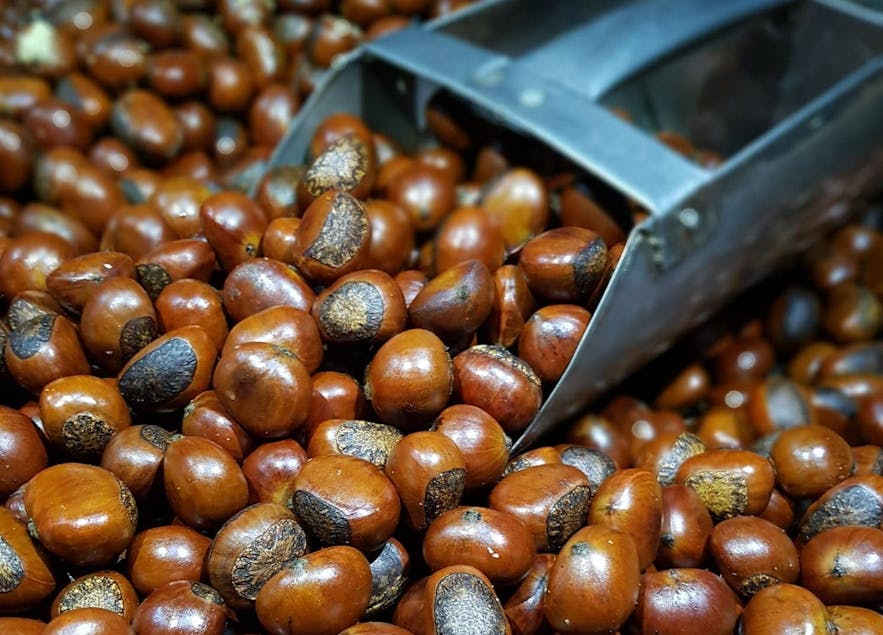 Freshly scooped castanas, a popular Christmas snack in the Philippines