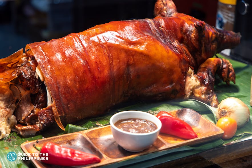 A whole lechon served as a feast during Christmas